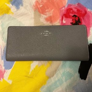 Coach Pebble Grey Leather Bifold Wallet